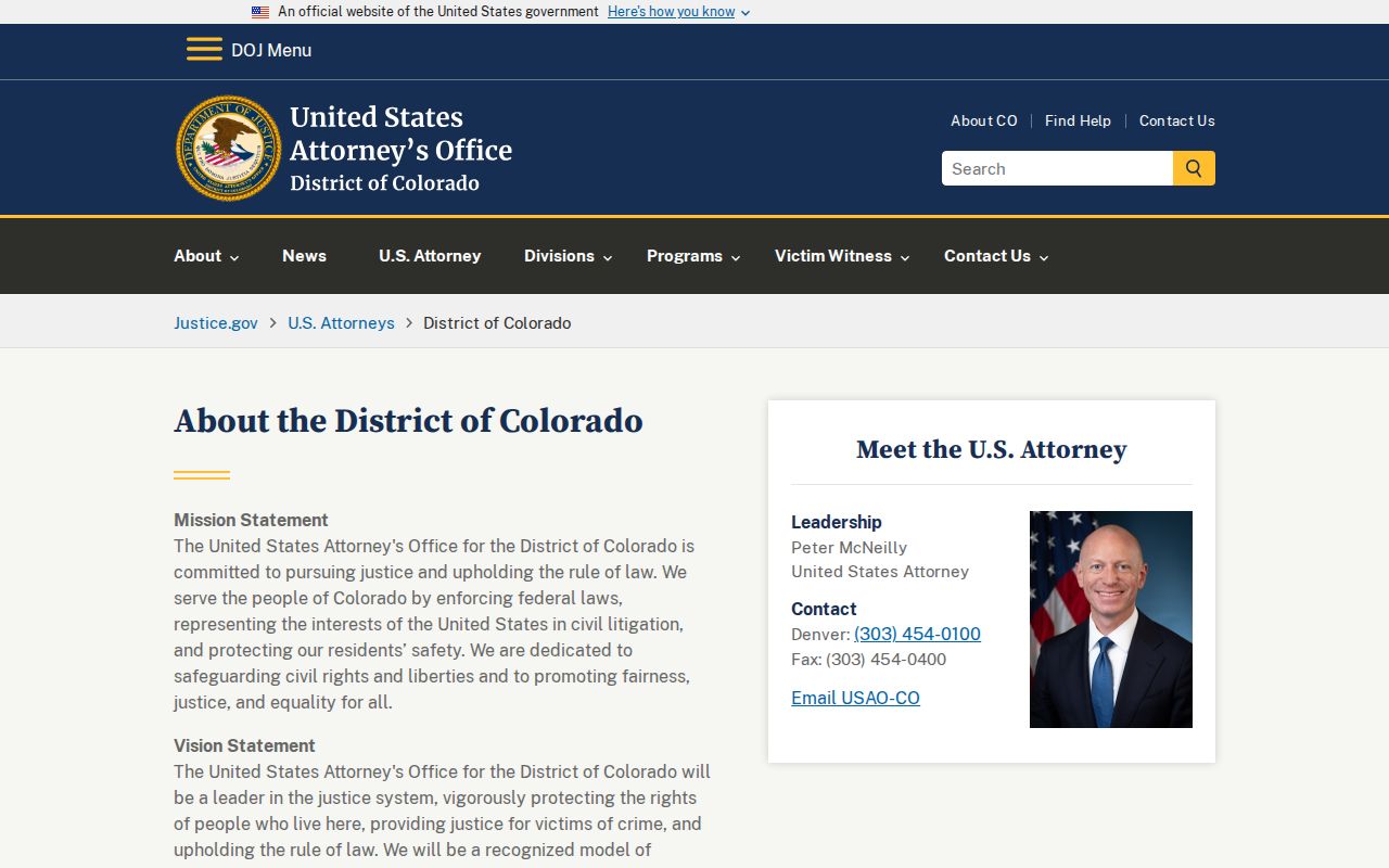 Gilpin County Clerk of Court federal court boundary source