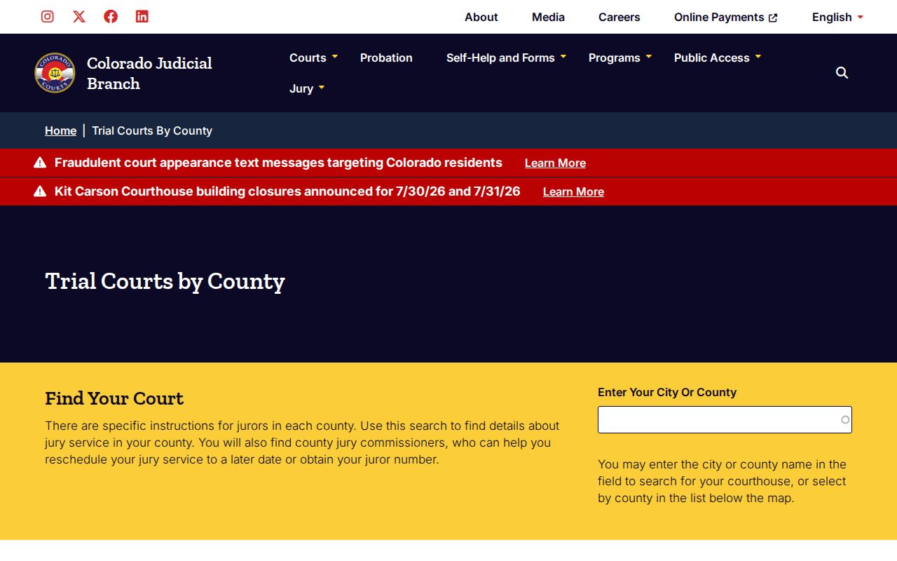 Gilpin County court dockets Colorado trial court structure