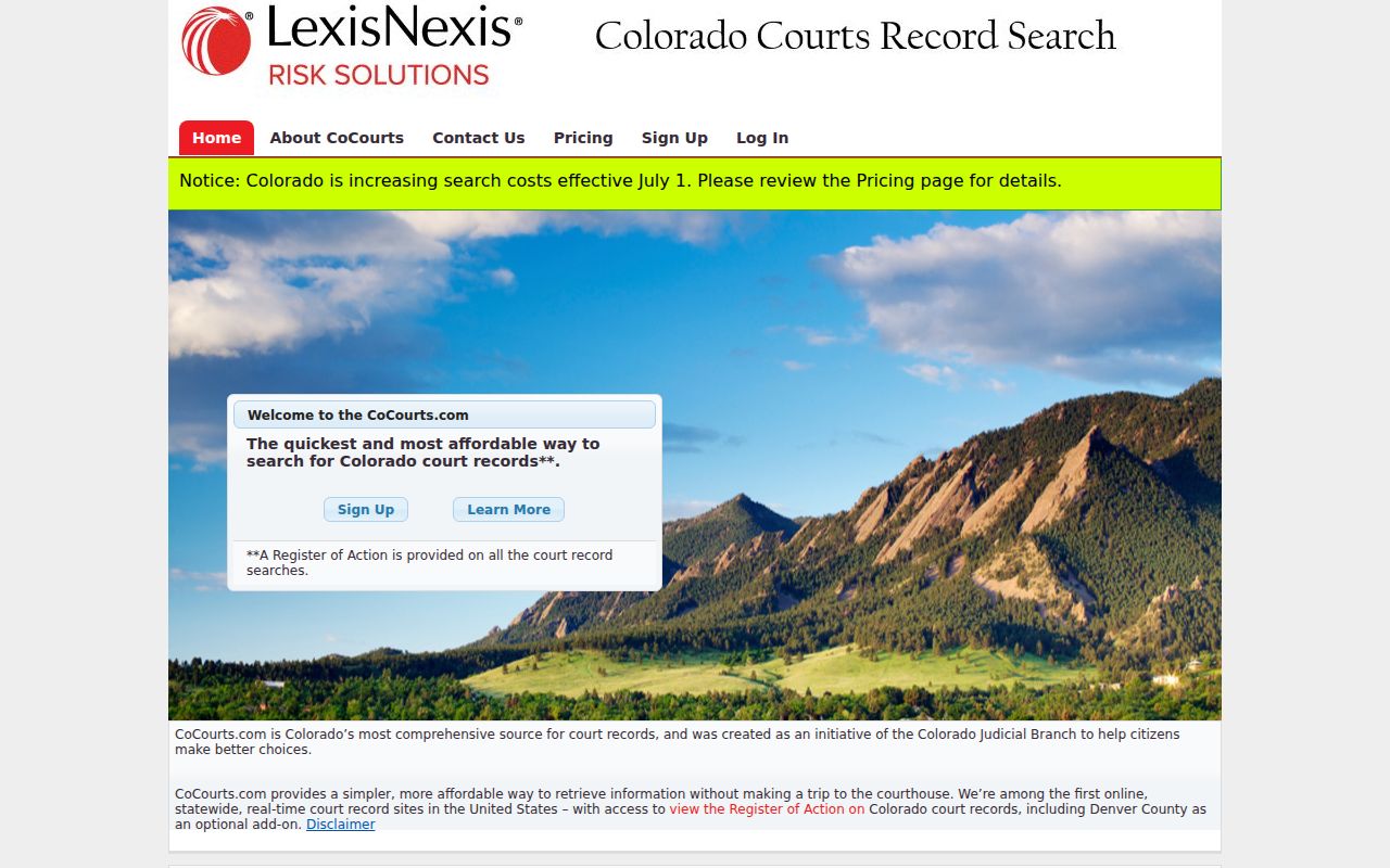 Gilpin County court records CoCourts vendor access