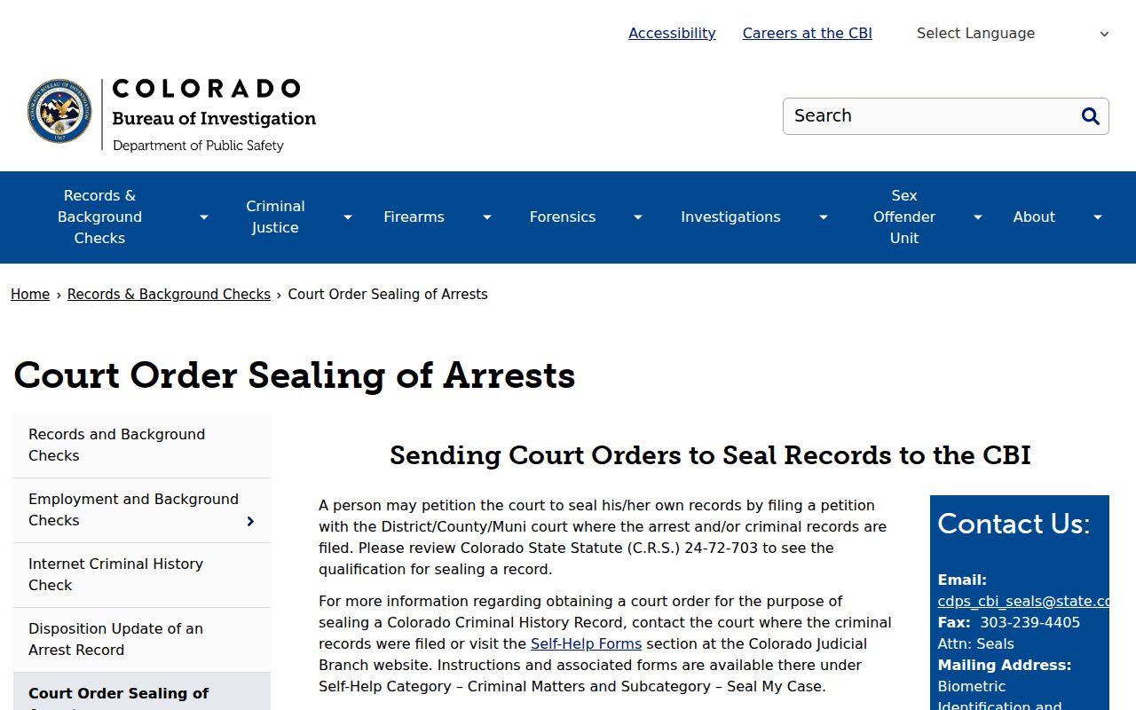 Gilpin County criminal court records arrest sealing information