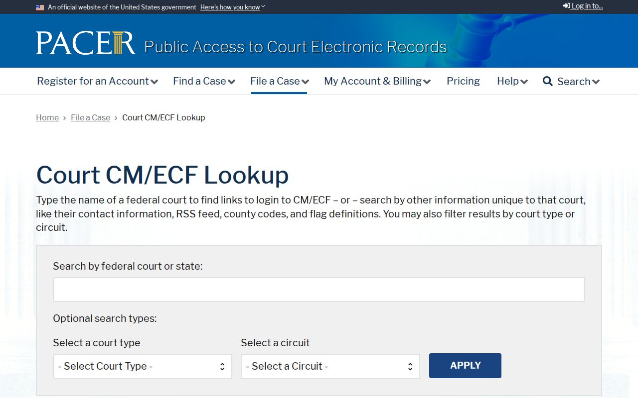 Gilpin County District Court PACER lookup source