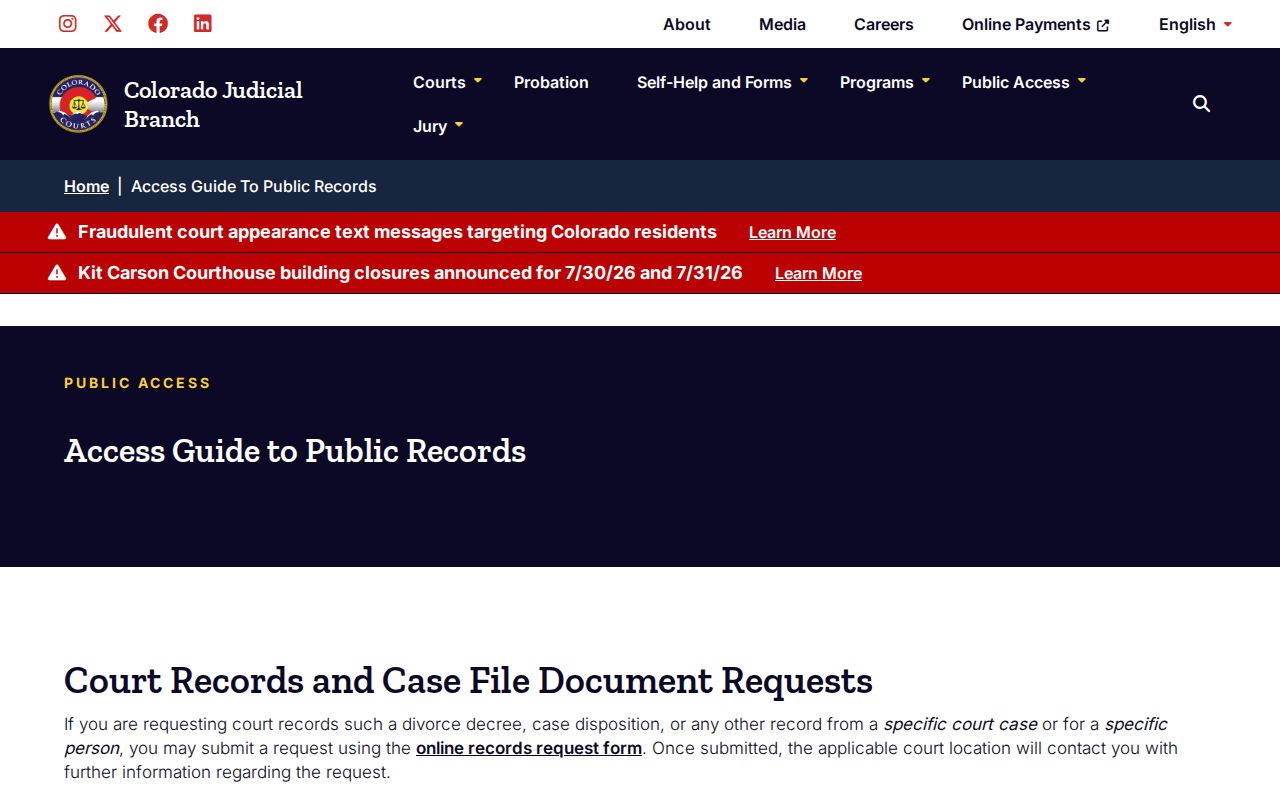 Gilpin County Court records public access guide