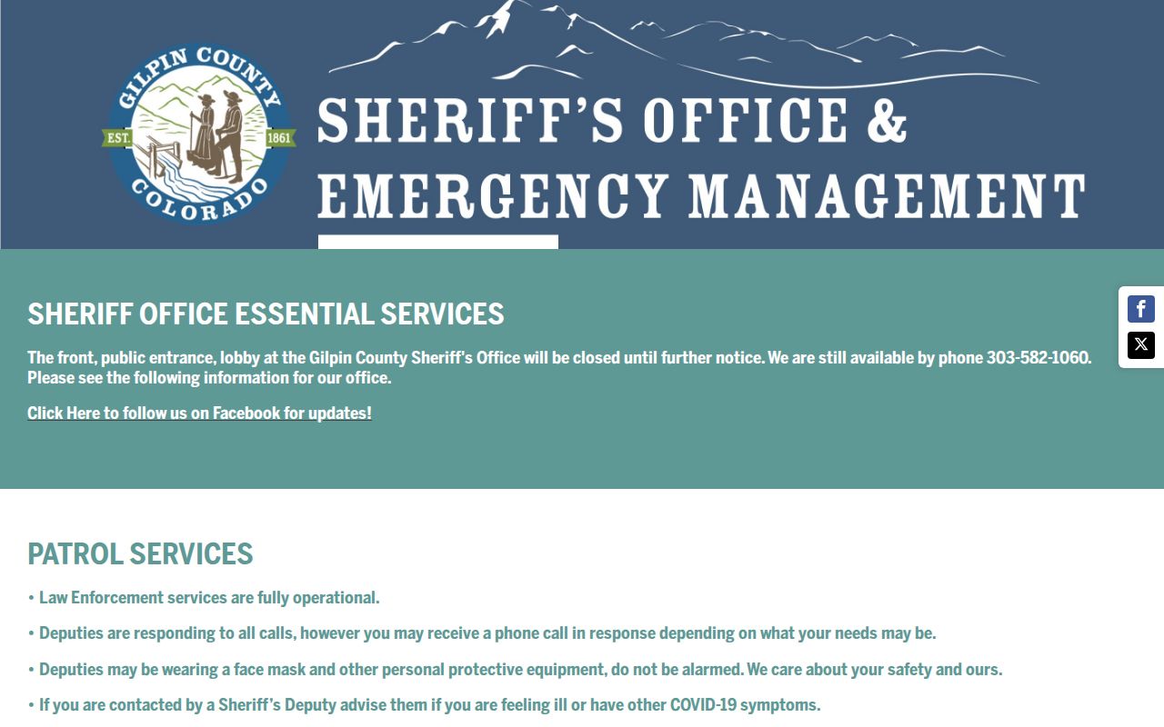 Gilpin County inmate records and sheriff jail source