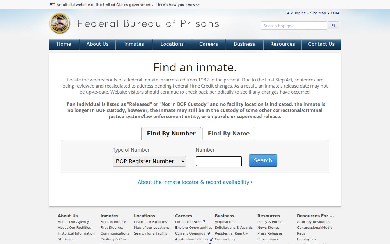 Gilpin County inmate records Federal Bureau of Prisons inmate locator