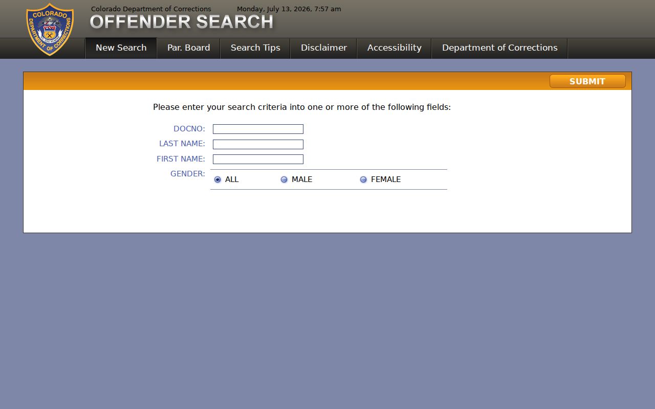 Gilpin County inmate records Colorado DOC offender search