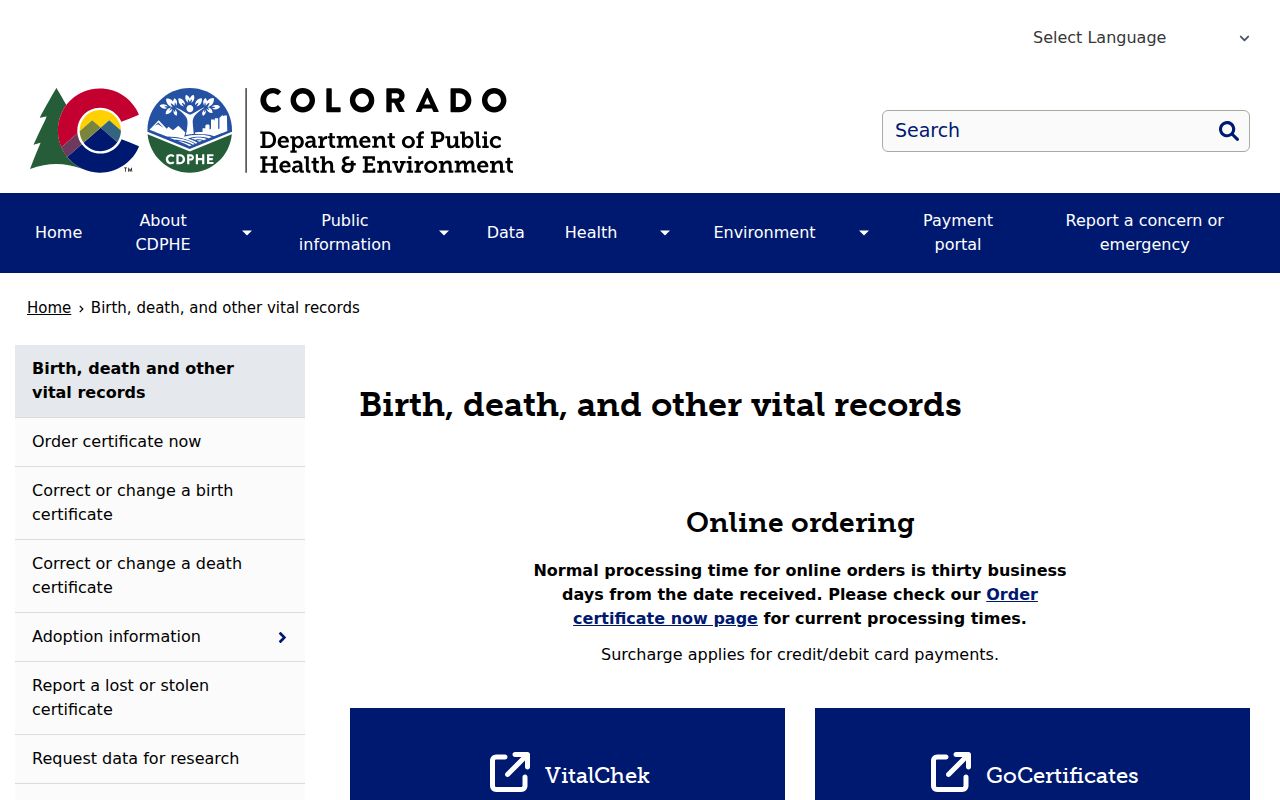 Gilpin County marriage and divorce records Colorado vital records guidance